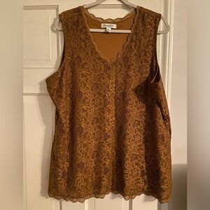 Brown lace Coldwater Creek shell tank top